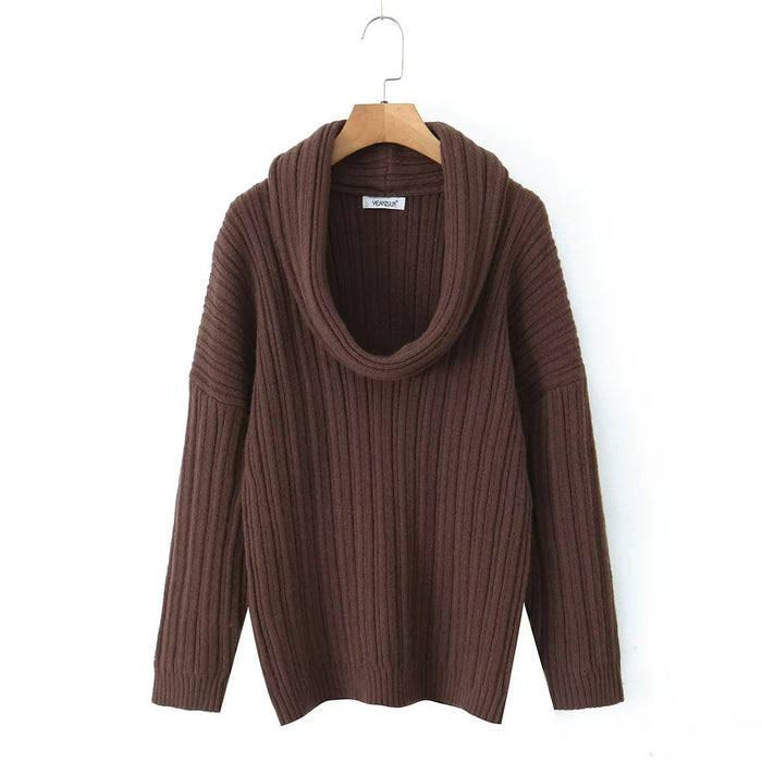 Women Clothing French Sexy Turtleneck off Shoulder Casual Long Sleeve Pullover Thick Sweater