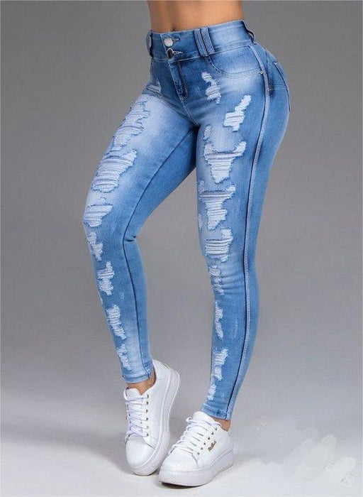 Ladies Jeans Ripped Slimming Stretch Jeans Pants Women Pants