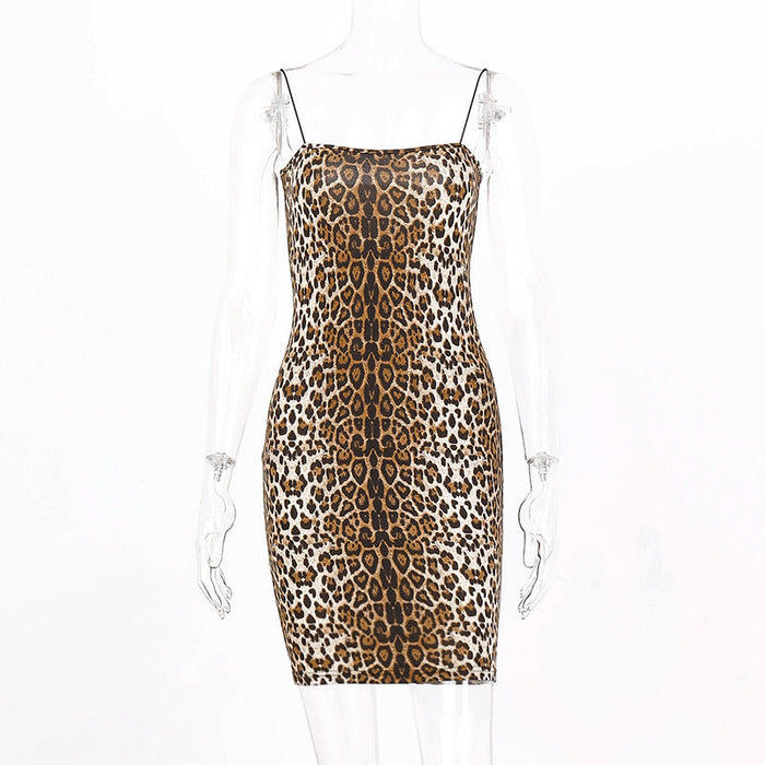 Spring Women Clothes Leopard Print Slip Dress Dress Women