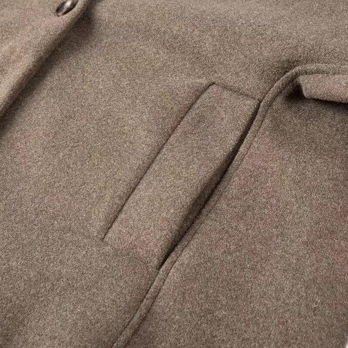 Winter Women Clothing Fashionable All Match Woolen Straight Cut Coat