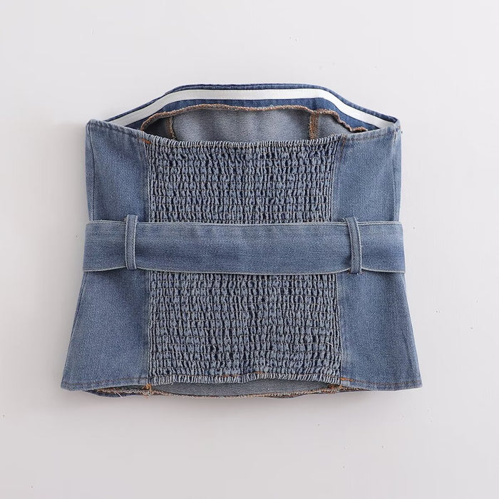 Fall Women Bow Denim Vest