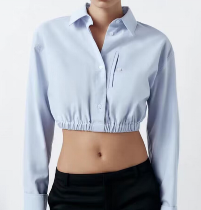 Spring Women Long Sleeve Short Casual Shirt