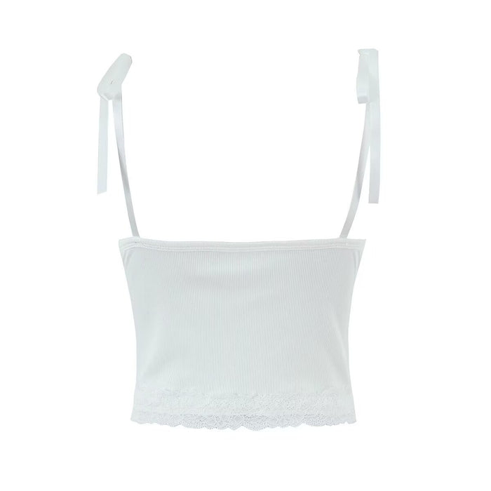 Summer Sweet Cute Lace Bow Suspenders Slim Fit Tank Top