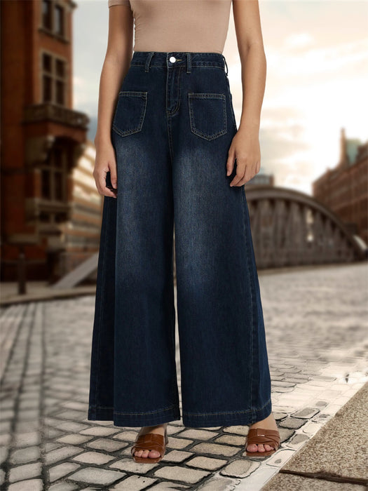 Denim Women Loose Drooping High Waist Wide Leg Jeans Women Jeans