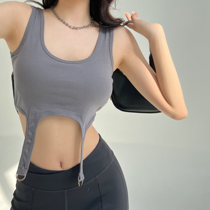 Special Interest Design Solid Color Small Sling Sexy Women Clothing Spring Arrival Slim Solid Color Top