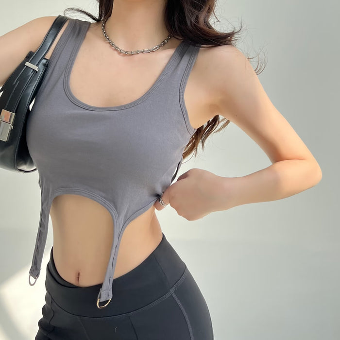 Special Interest Design Solid Color Small Sling Sexy Women Clothing Spring Arrival Slim Solid Color Top