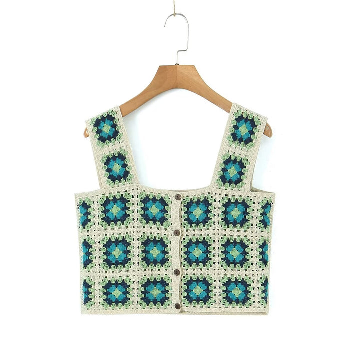 Women Clothing Crocheted Short Vest Top Casual Wild