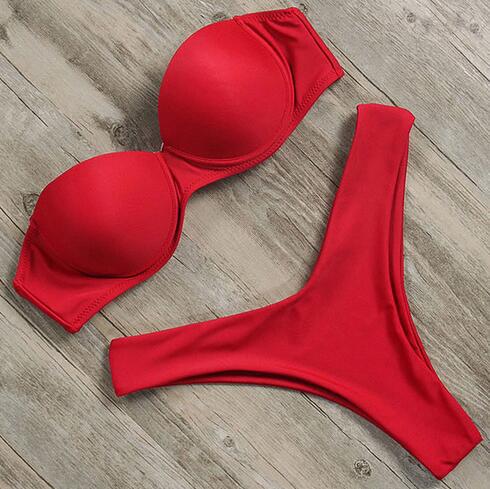 Popular Bikini Solid Color Split Swimsuit Women Swimsuit Bikini