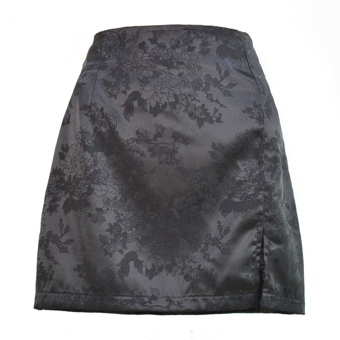 Skirt Sexy Jacquard Satin High Waist Zipper Skirt