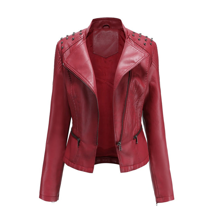 New Slim Spring Autumn Women Leather Jacket Slim Thin Jacket Ladies Motorcycle Clothing