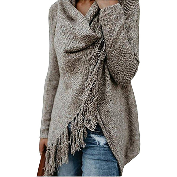 Autumn Winter plus Size Women Clothes Tassel Knitted Sweater Coat