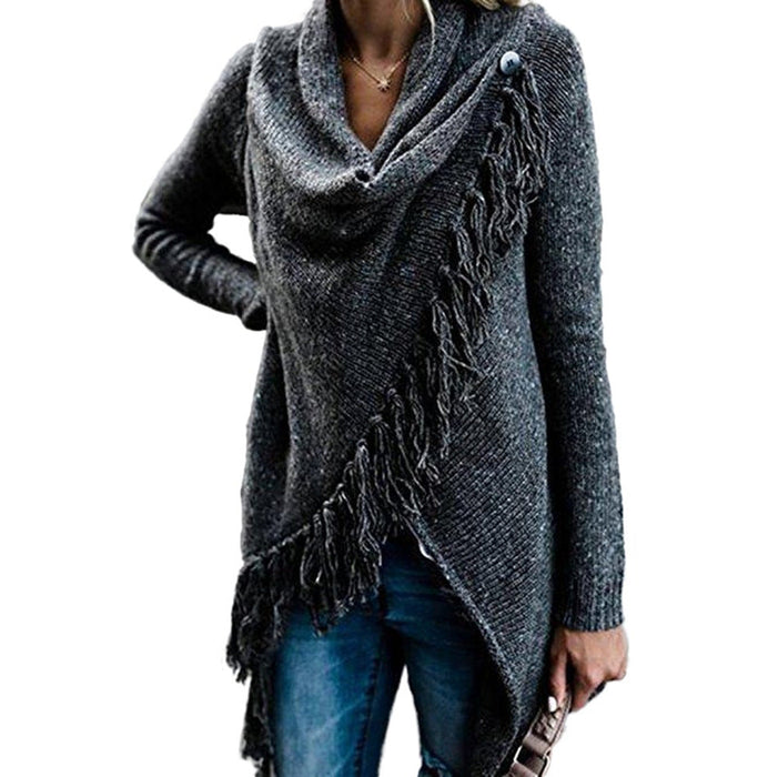 Autumn Winter plus Size Women Clothes Tassel Knitted Sweater Coat