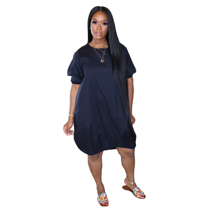 Women Clothing Dress Puffy Large T shirt Lantern Dress Short Sleeve Summer