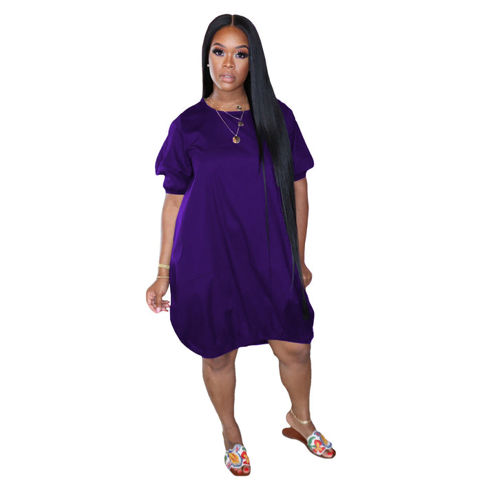 Women Clothing Dress Puffy Large T shirt Lantern Dress Short Sleeve Summer