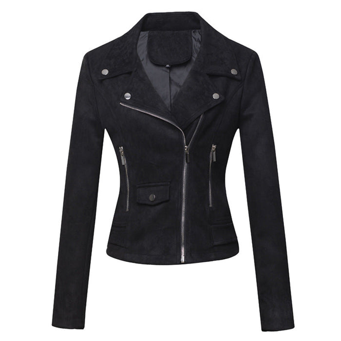 Women Clothing Motorcycle Jacket Women  Leather Top Short Slim Suede Leather Jacket Women