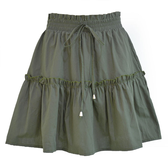 Short Skirt High Waist Elastic Solid Skirt