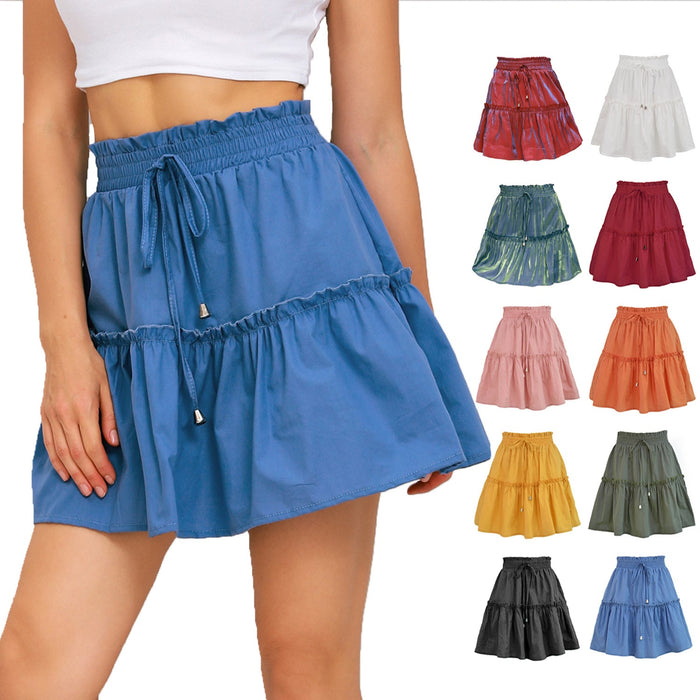 Short Skirt High Waist Elastic Solid Skirt