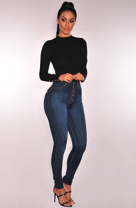 Plus Size Women Clothing High Waist Stretch Slim Denim Skinny Pants