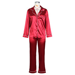 Pajamas Women Spring Summer Imitation Silk Long Sleeve Ice Silk Cardigan Suit  plus Size Thin Homewear