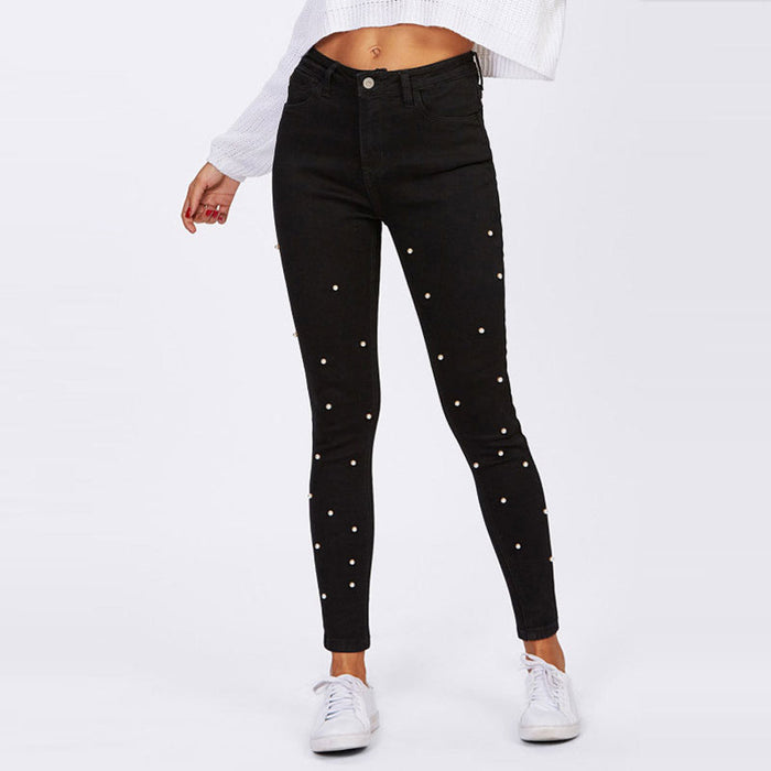 Spring Black Pearl Denim Trousers