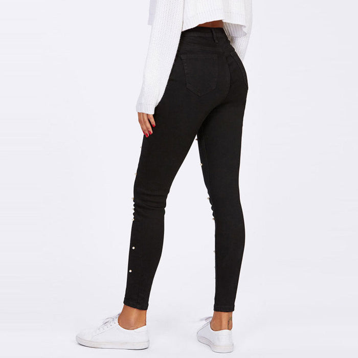 Spring Black Pearl Denim Trousers