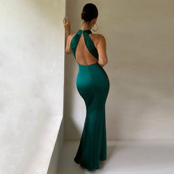 Sexy Solid Color Slim Sleeveless Backless Dress Women