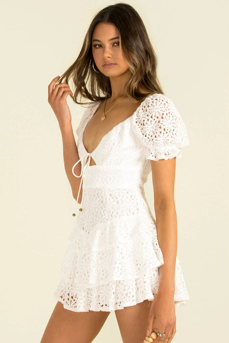 Short  Spring Chest Lace up Back Zipper Lace Dress