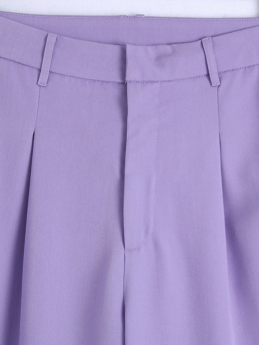 Spring Women Purple Casual Straight Trousers