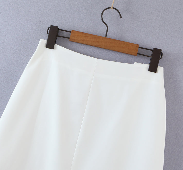 Women Clothing Summer Blogger Milky White Split Air Hole Criss Cross Strap Skirt