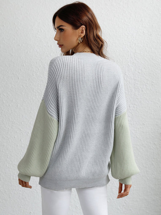 Autumn Winter round Neck Sweater Long Sleeve Striped Loose Plus Size Sweater for Women