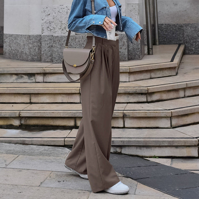 Fall Brown High Waist Trousers Design Contrast Color Loose Harem  WorkPants Minority All Match Women Clothing