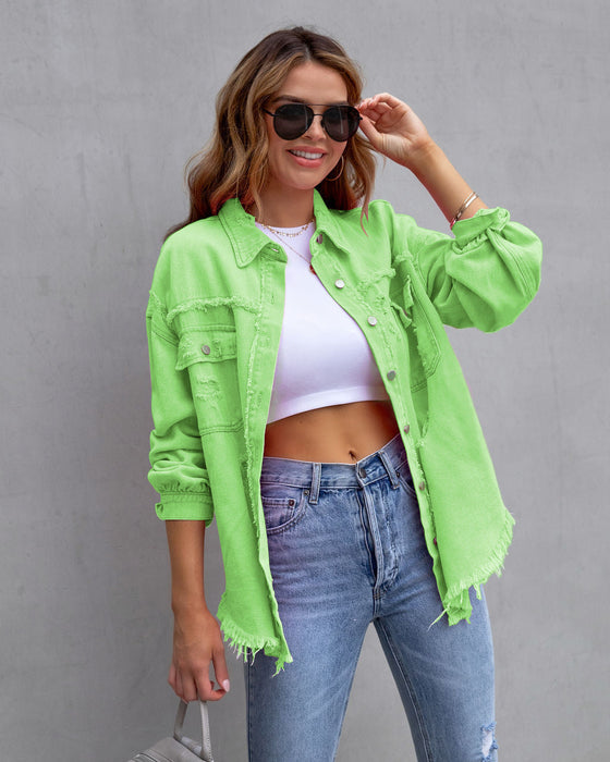 Arrival Multicolor MidLength Ripped Loose Denim Jacket Women Jacket Women