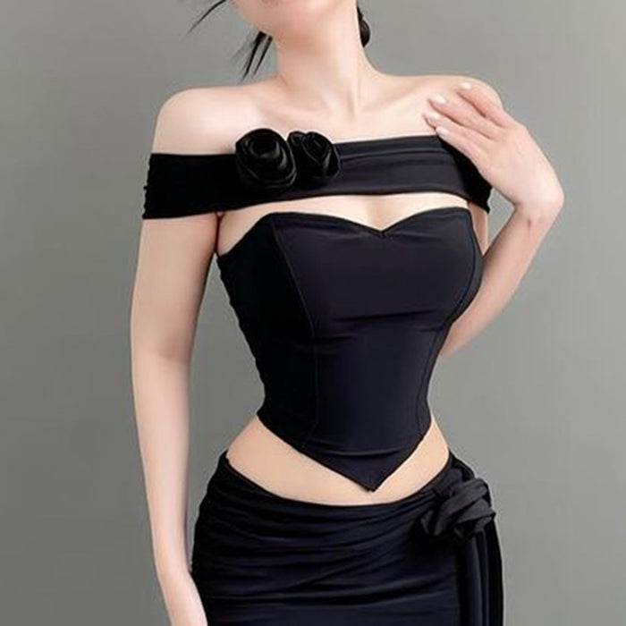 Fashionable Floral Slim Fit Boning Corset Top Internet Celebrity Same Sexy Tube Top for Women