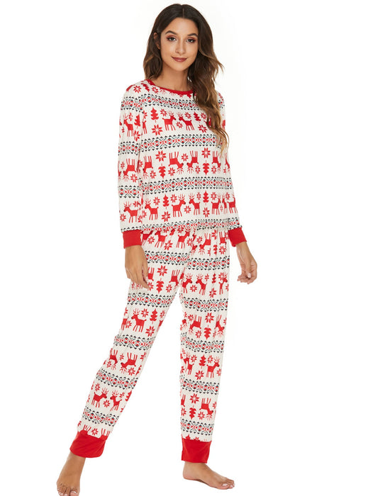 Homewear Suit Pajamas Women Can Christmas Elk Long Sleeve Trousers Suit  Christmas