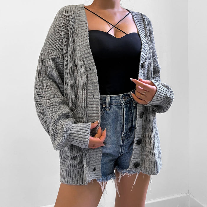 Women Clothing Knitted Coat Autumn Winter Sweater With Breasted