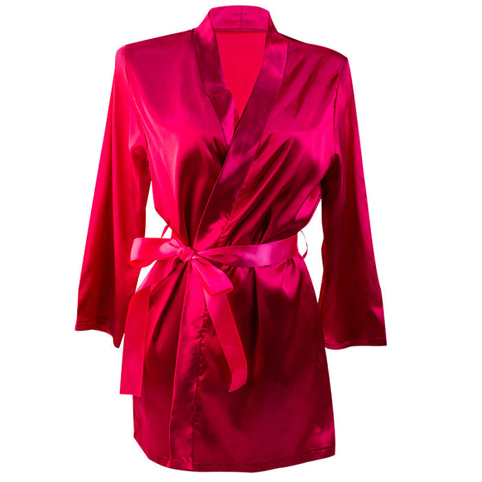 Autumn Long Sleeve Sexy Nightgown Cardigan Temptation Artificial Silk Bathrobe Home Wear Sexy Sleepwear