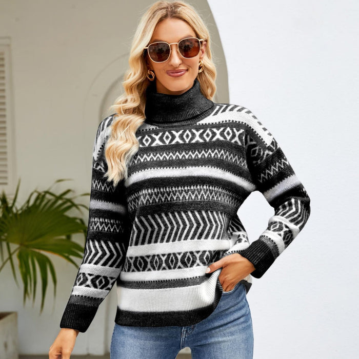 Women Clothing Autumn Winter Loose Turtleneck Sweater Women Idle Casual Knitted Sweater