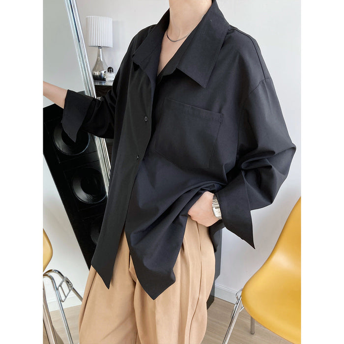 Loose Idle White Shirt for Women Spring Korean Sense of Design Back Buttoned Shirt