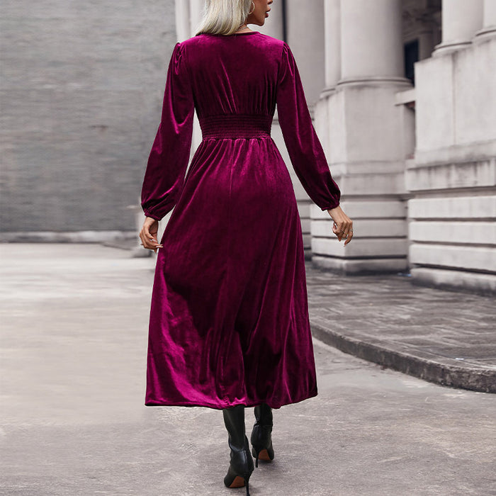 Autumn Winter Women Clothing Velvet Knitted Dress