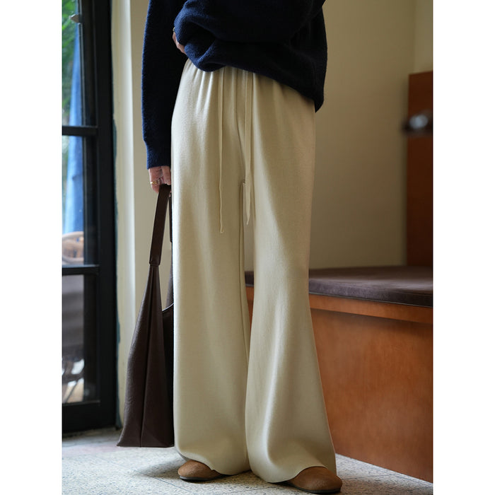 Korean Knitted Wide Leg Pants for Women Autumn Winter High Waist Loose Straight Drooping Long Pants