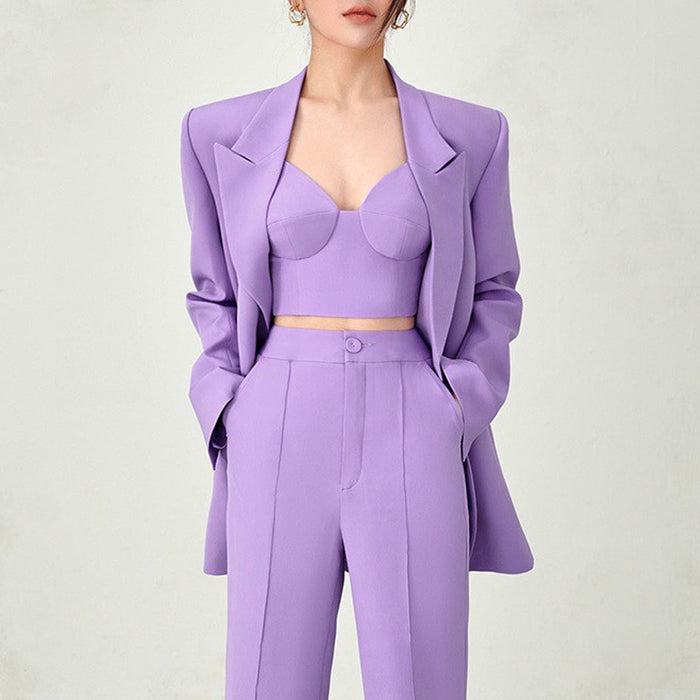 High Quality Casual Office Internet Celebrity Business Women  Blazer Suit  Set Three Piece Suit