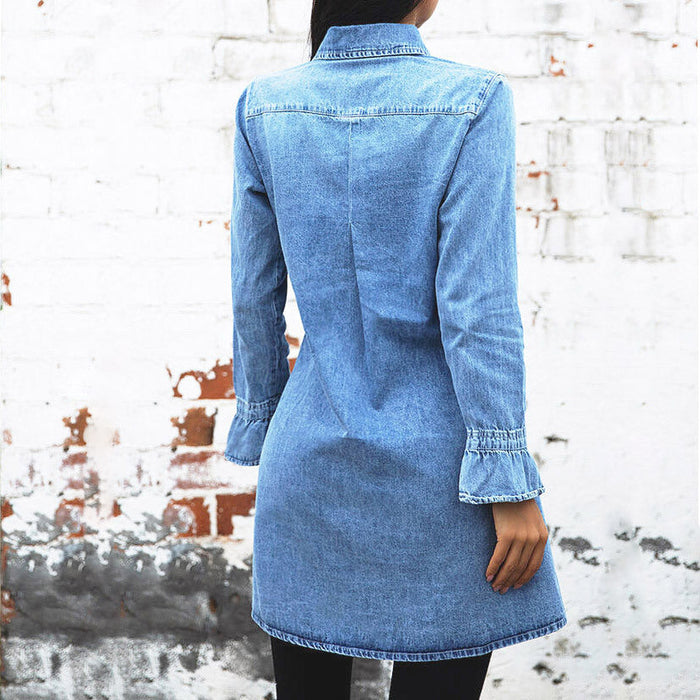 Denim Jacket Women  Autumn Winter New Slim Denim Dress Fashion Europe Denim Women  Dress Sexy