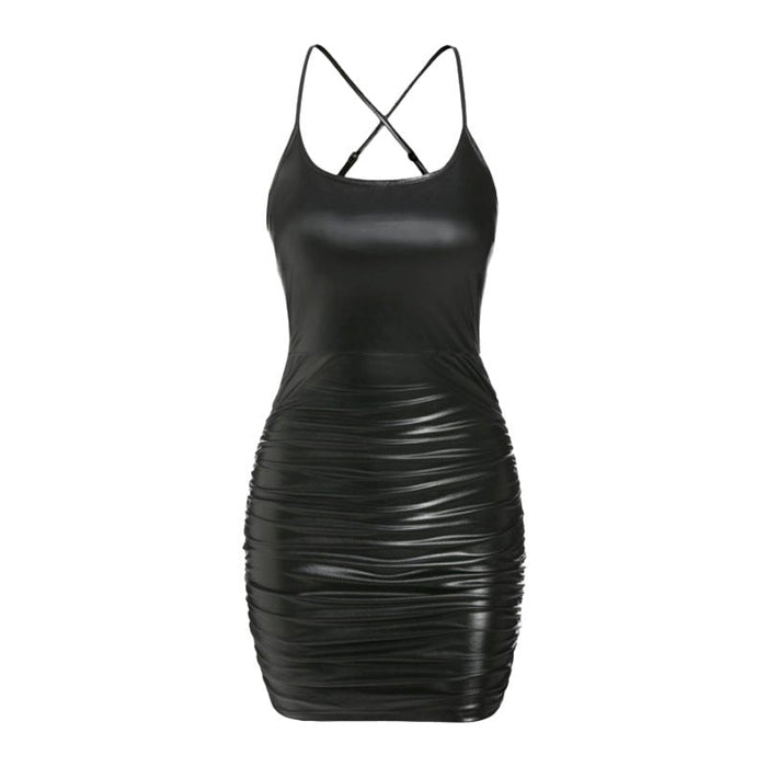 Women Clothing Sexy Tight Ruched Cami Dress Office Dress Women Backless Sleeveless