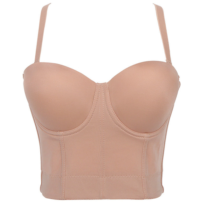 Backless Tube Top Solid Color Bra Small Sling Detachable Shoulder Strap Shaping Short Dancing Lady Wrapped Chest