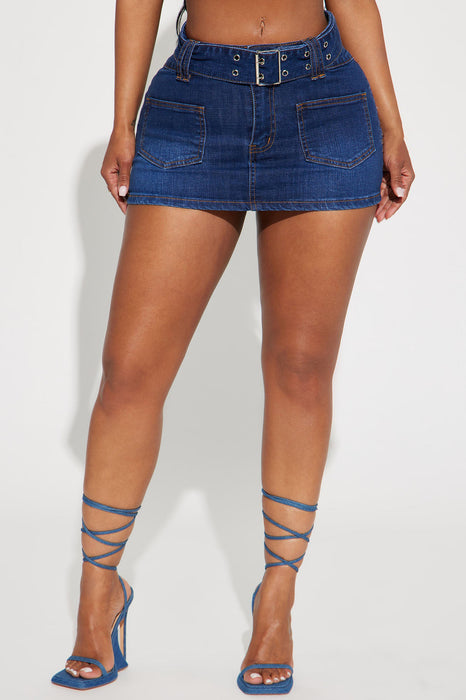 Stretch Denim Skirt Skirt with Belt