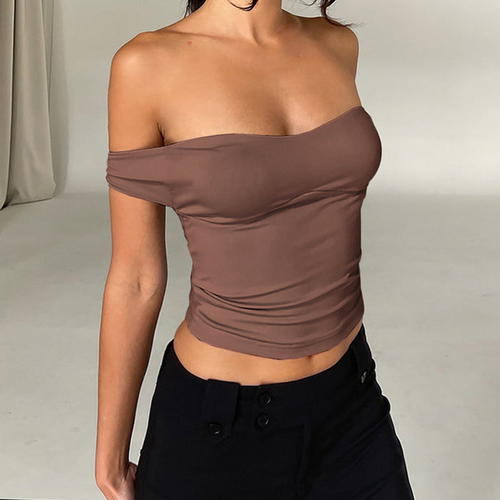 Women Clothing Sexy Solid Color Lace up Non-Slip Tube Top Backless Top