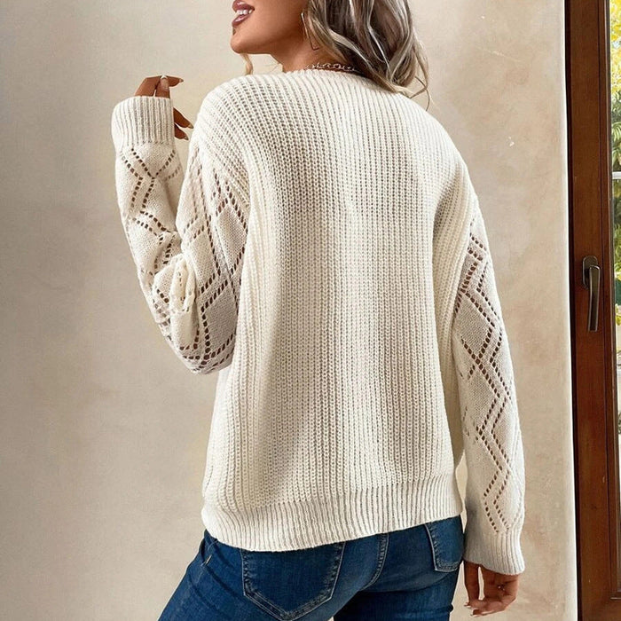 Spring Autumn V neck Sweater Loose Casual Pullover Women Knitwear