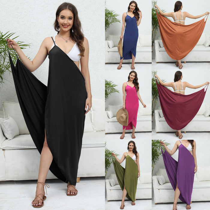 Women Shawl plus Size Women Clothes One Piece Irregular Asymmetric Beach Dress Multiple Wear Strap Dress