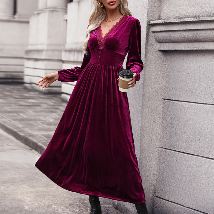 Autumn Winter Women Clothing Velvet Knitted Dress