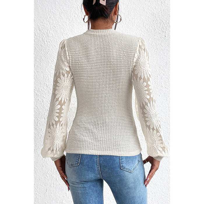 Office Lace Stitching Hollow Out Cutout Pullover Women Autumn Slim Fit Slimming Sweater Women